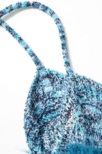 Feather Detail Stripe Cami Knit Midi Dress