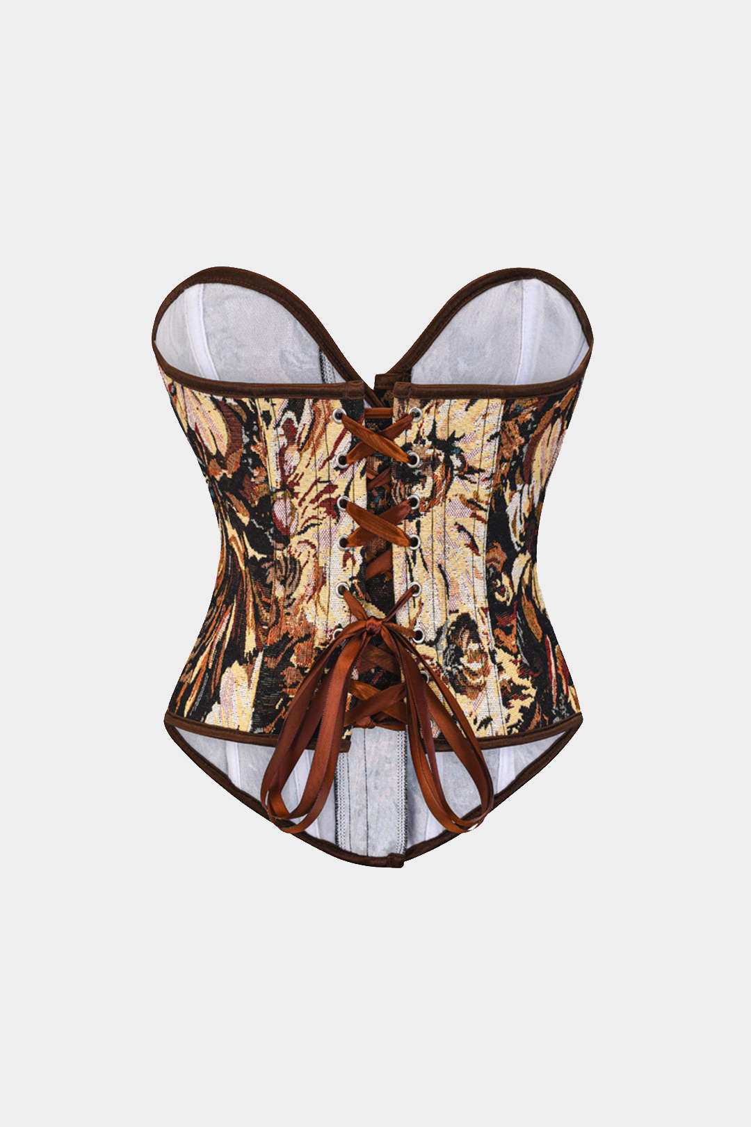 Abstract Print Braided Tie Corset Top