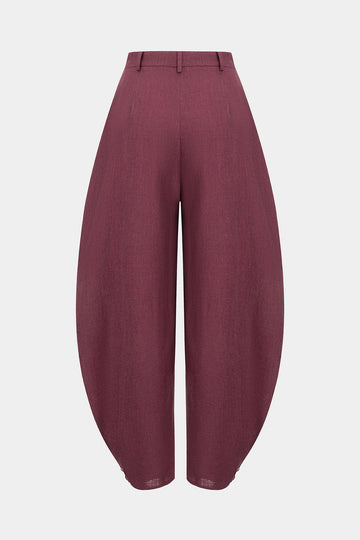 Linen Solid Barrel Trousers
