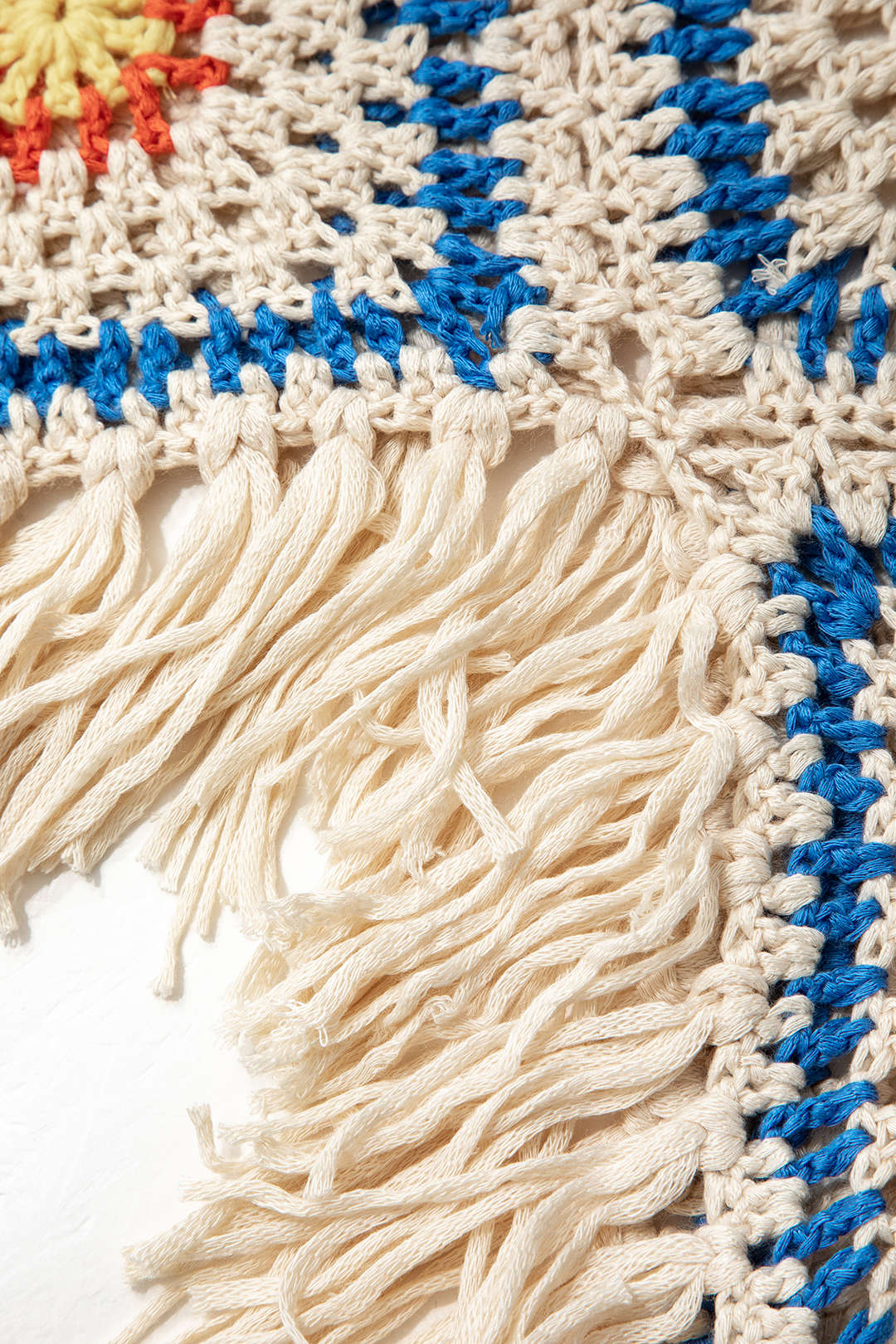 Geometric Pattern Bohemian Fringed Crochet Knit Cami Top
