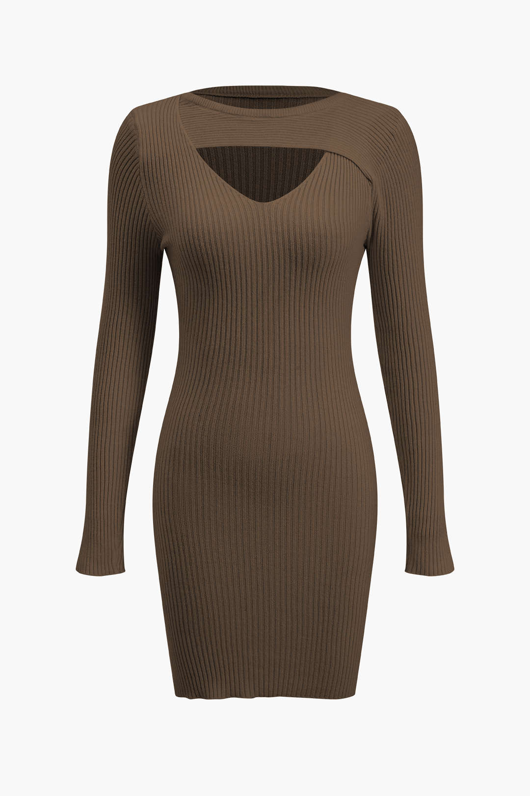 Solid Sweater Cut Out Long Sleeve Mini Dress