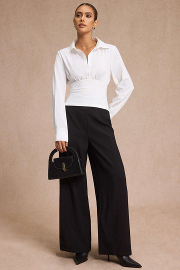 Solid Ruched Long-Sleeve Shirt