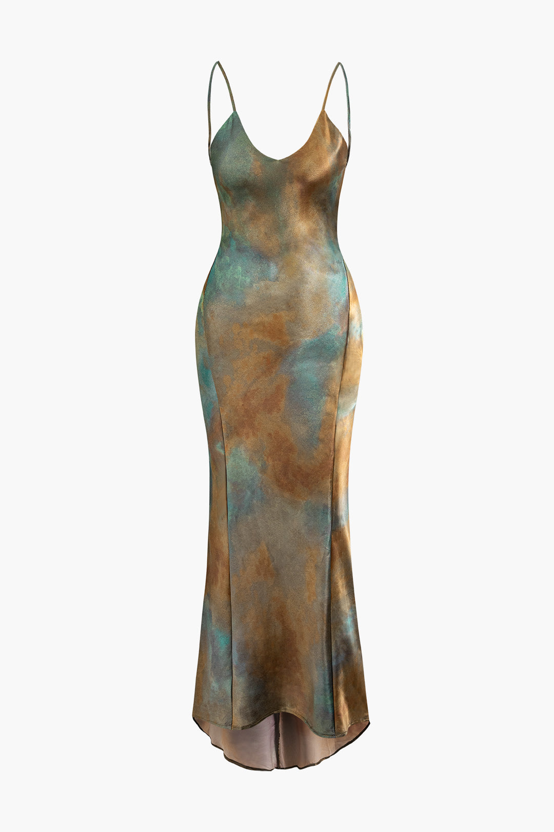 Tie Dye V-neck Satin Maxi Dress – Micas