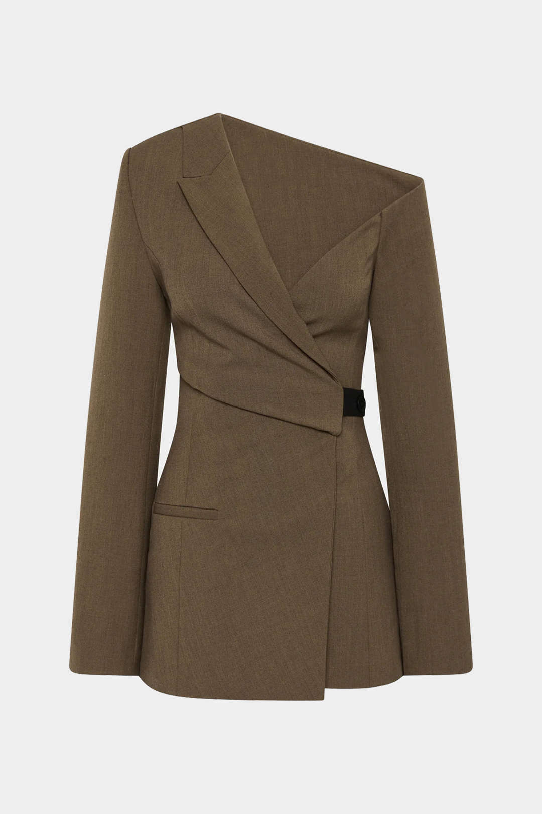 Notched Lapel Asymmetrical Long Sleeve Mini Dress