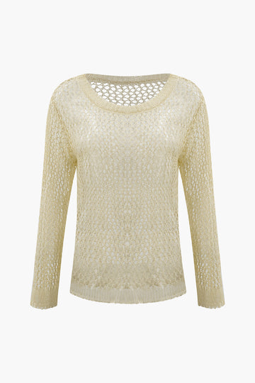 Crew Neck Crochet Knit Cover-Up Top