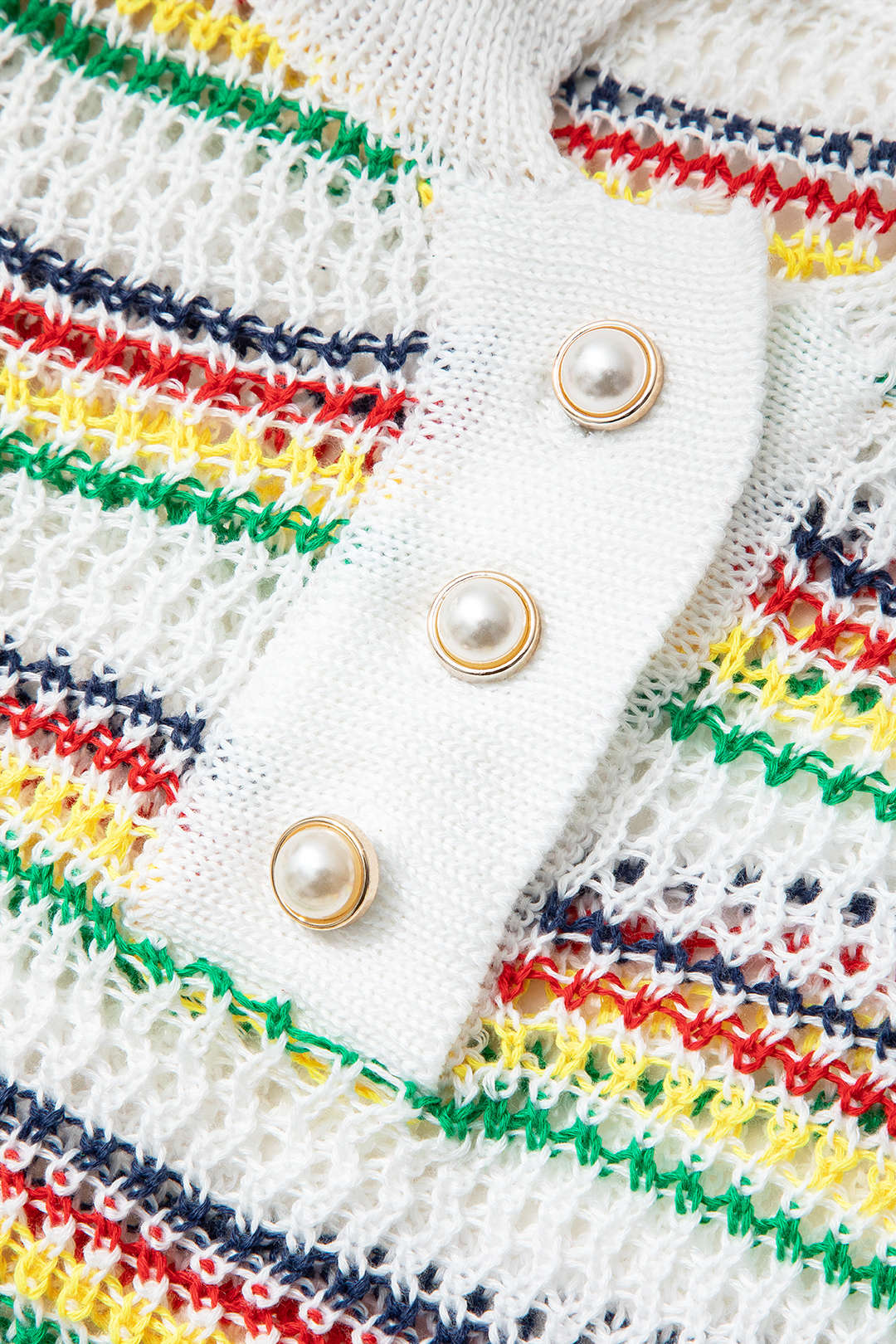 Stripe Collar Crochet Open Knit Mini Dress