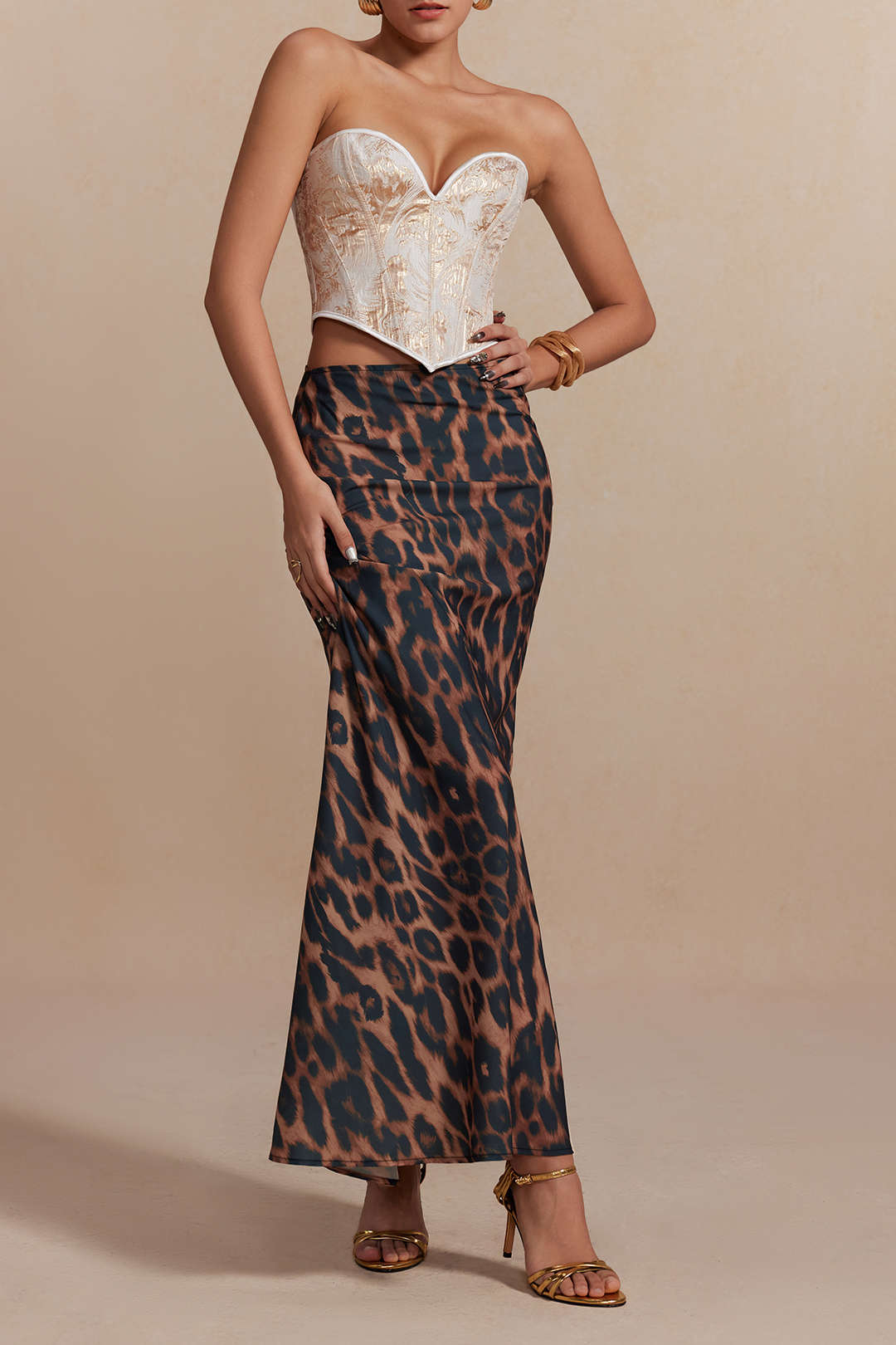 Falda de sirena con estampado de leopardo