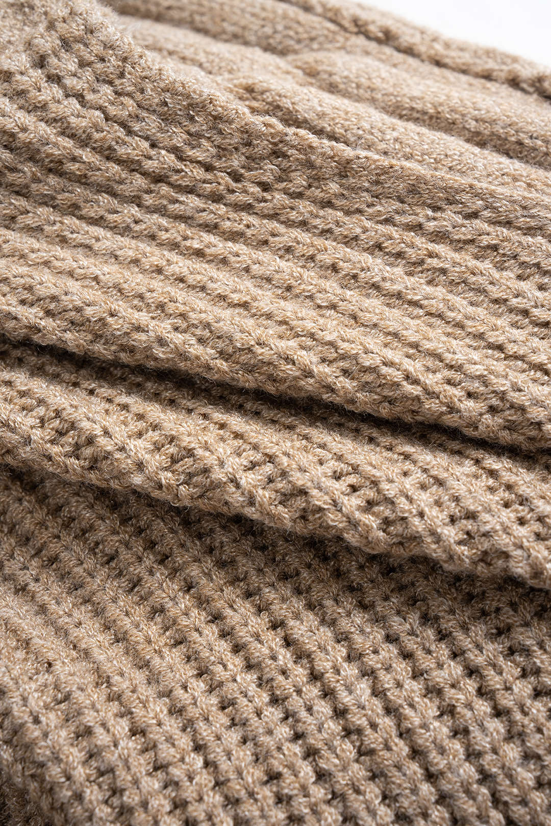 Cable Knit Crossed V-Neck Long-Sleeve Top