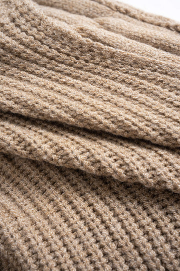 Cable Knit Crossed V-Neck Long-Sleeve Top