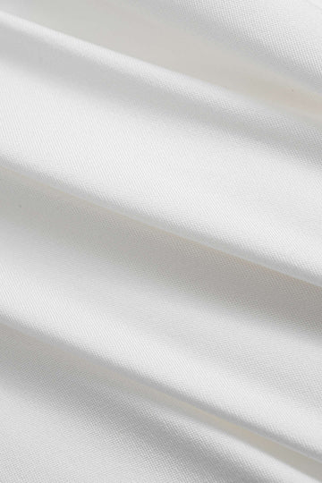 Mock Neck Asymmetrical Ruched Long-Sleeve Top And High Split Skirt Set