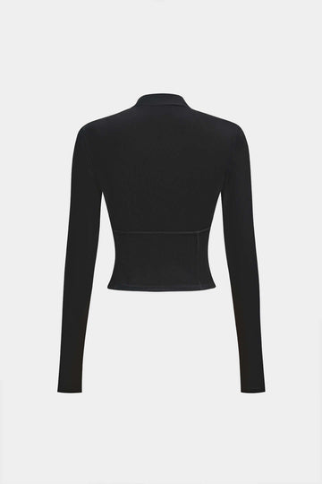 Solid Bustier Long Sleeve Top