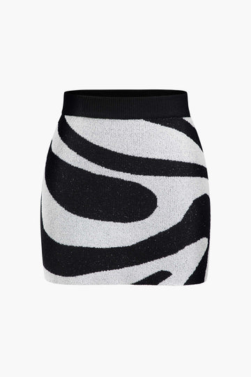 Swirl Knit Tube Top And Mini Skirt Set