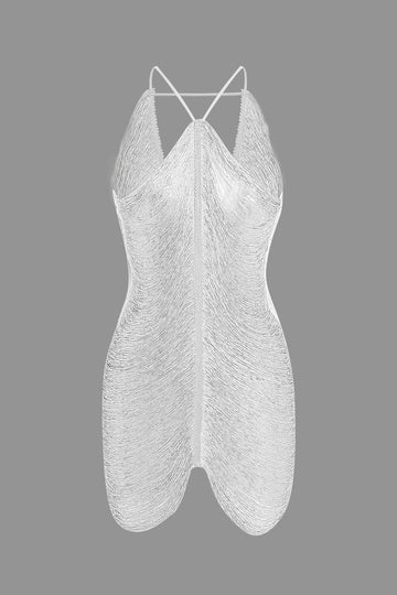 Fringe V-neck Mini Dress