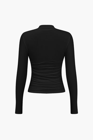 Ruched Crossover Long Sleeve Top