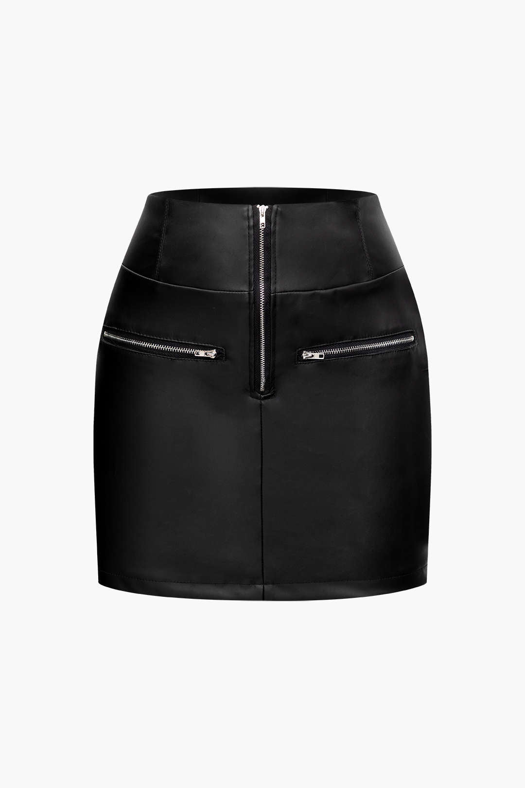 Faux Leather Zip Up Mini Skirt