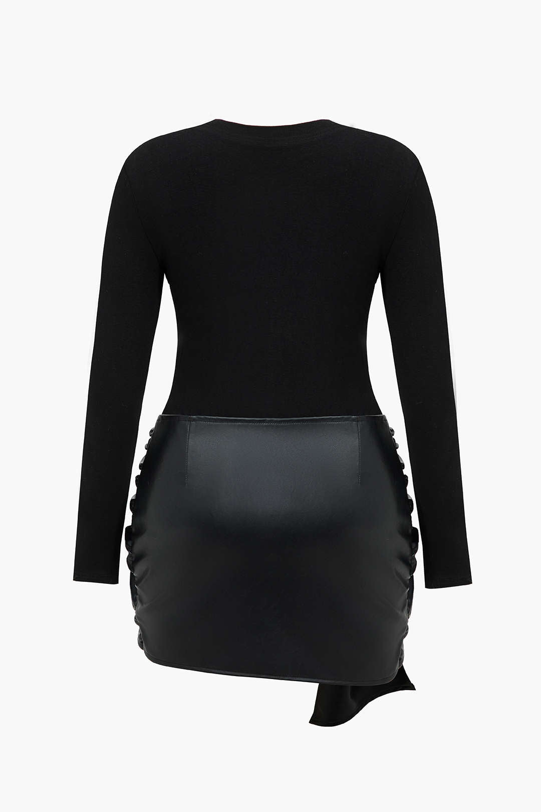 Mini robe de patchwork en faux cuir de taille plus