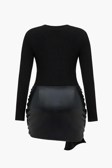 Mini robe de patchwork en faux cuir de taille plus