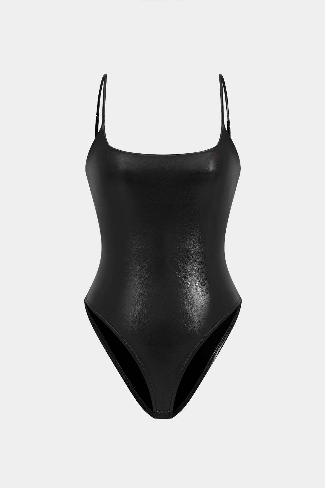 Basic Solid Faux Leather Bodysuit