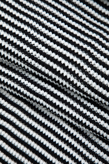 Tie Contrast Stripe Long Sleeve Knit Maxi Dress