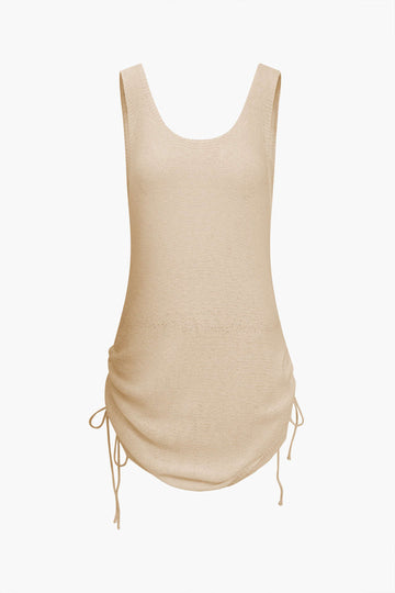 Drawstring Backless Tank Mini Dress