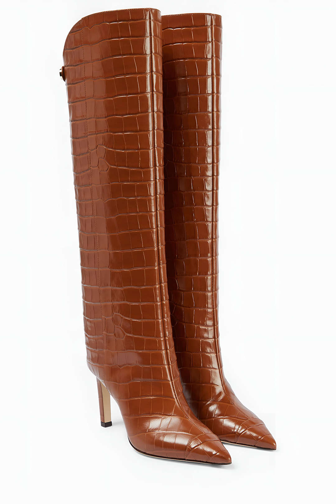 Crocodile Leather Pointed Toe Over The Knee Boots