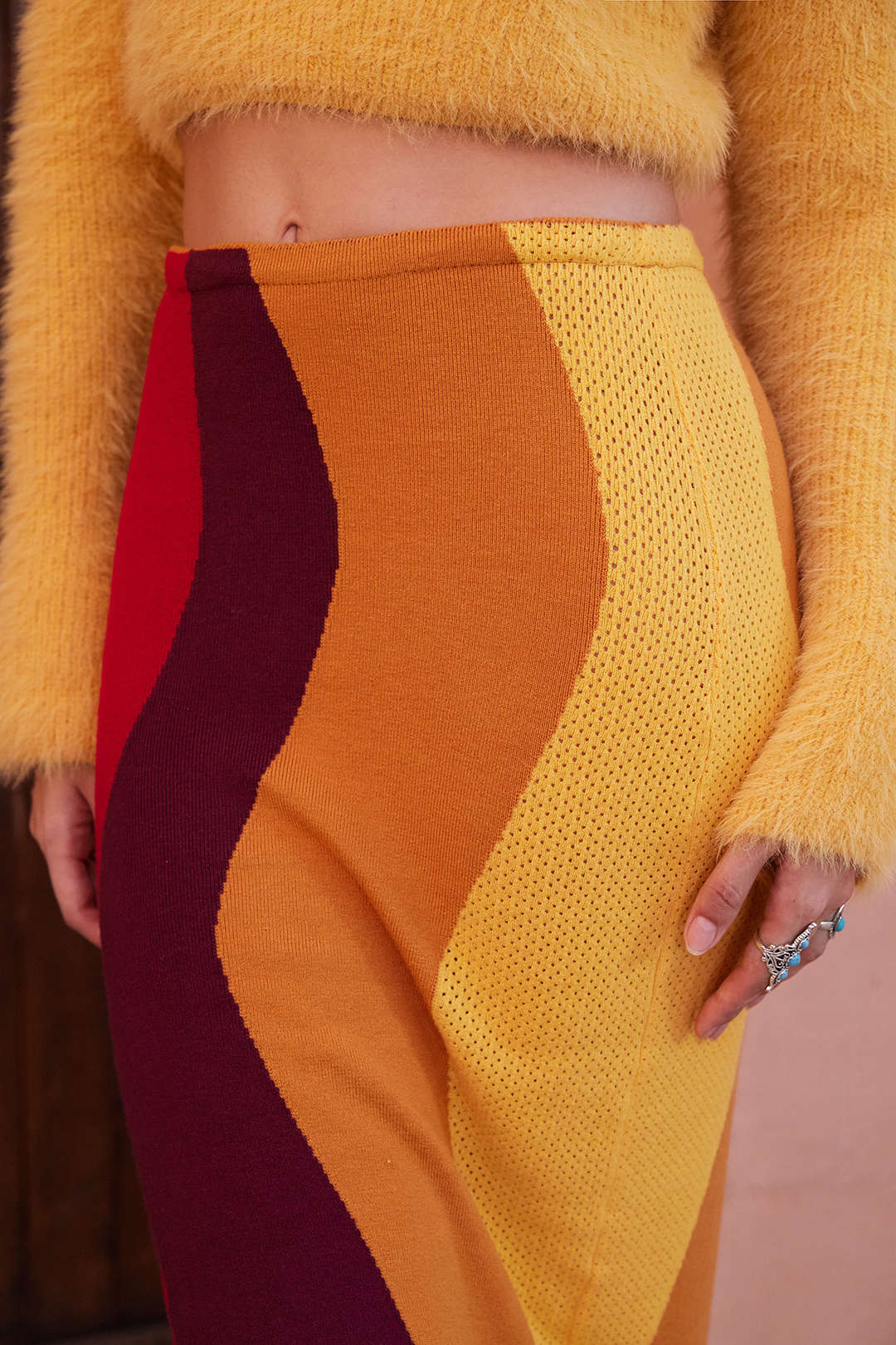 Color Block Sweater Skirt