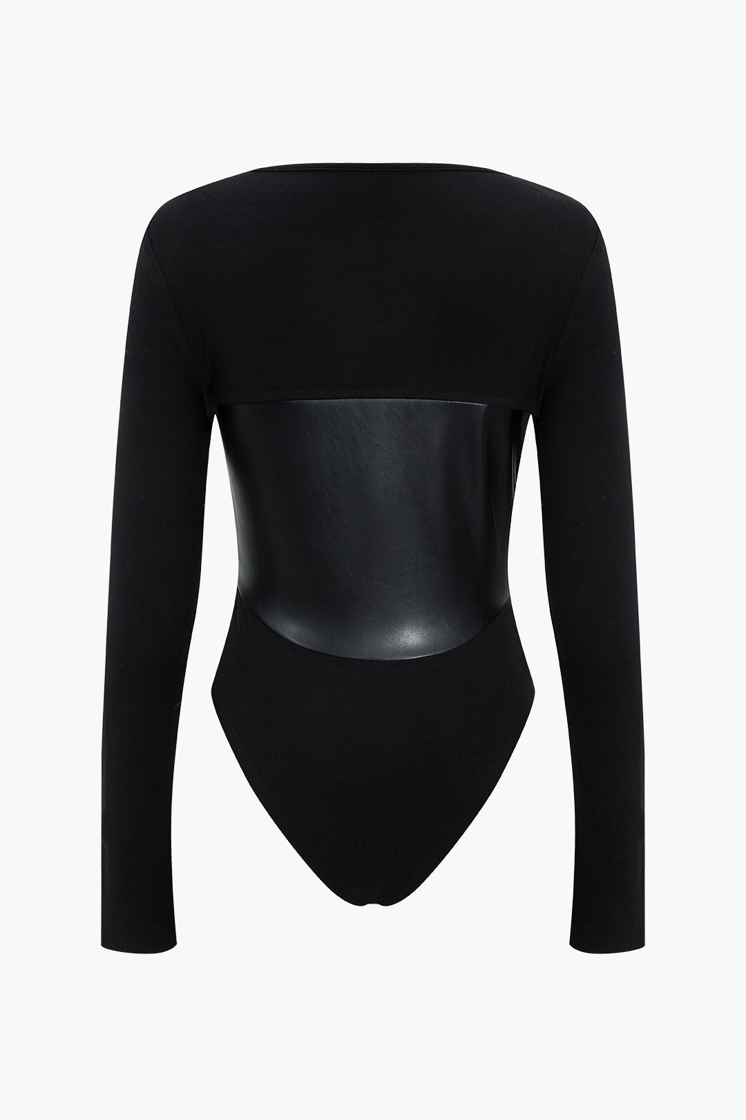 Faux läder långärmad lapptäcke bodysuit