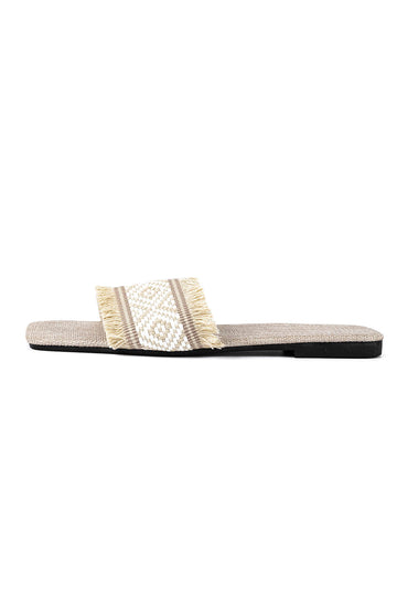 Fringed Weave Beach Slides