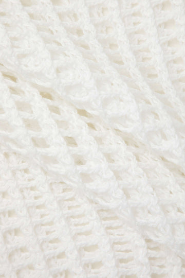 Off-Shoulder Open Knit Fringe Hem Cover-up Top