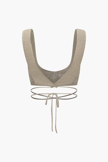 Knit U-neck Tie Back Cami Top And Split Midi Skirt Set