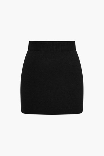 Basic Solid Knit Mini Skirt