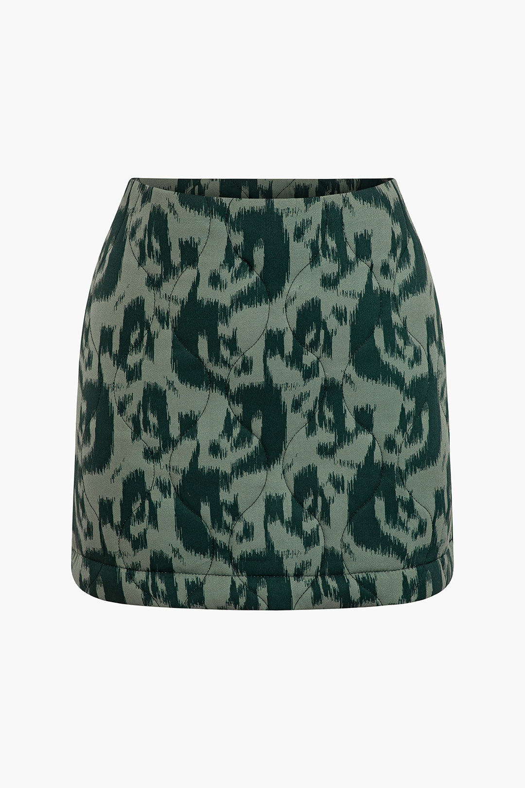 Abstract Print Quilted Mini Skirt