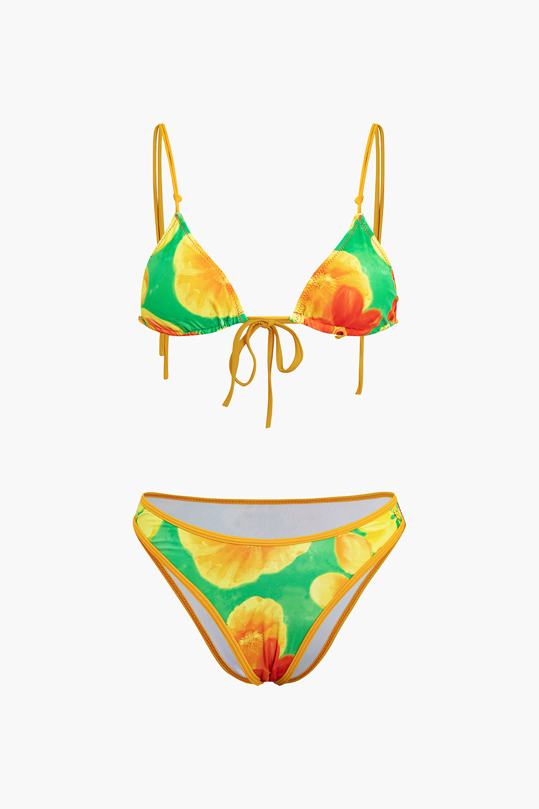 Floral Print Triangle Bikini Swimsuit Set