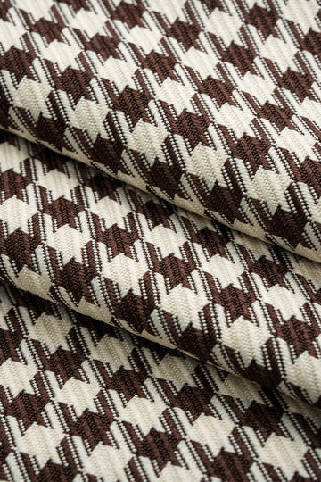 Houndstooth Print Faux Leather Patchwork Asymmetrical Side Split Skirt