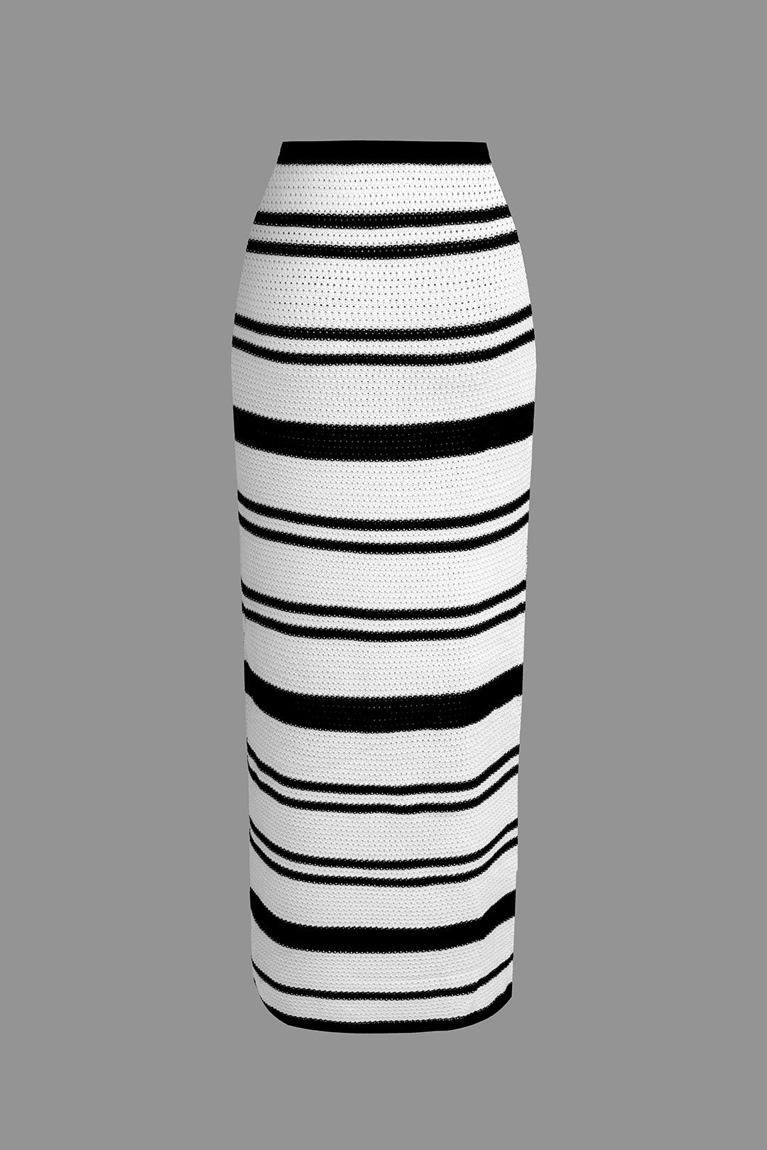 Striped Off Shoulder Halter Lace-Up Knit Crop Top And Skirt Set