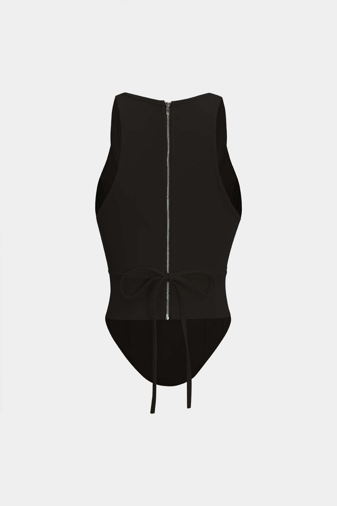 Zipper Tie-Up Corset Waist Tank Top