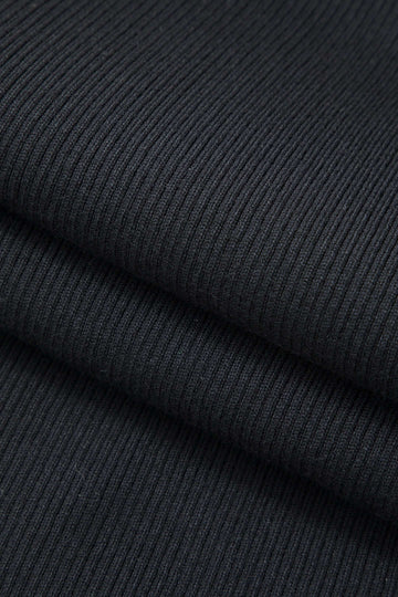 Color Block Round Neck Long Sleeve Knit Slit Maxi Dress