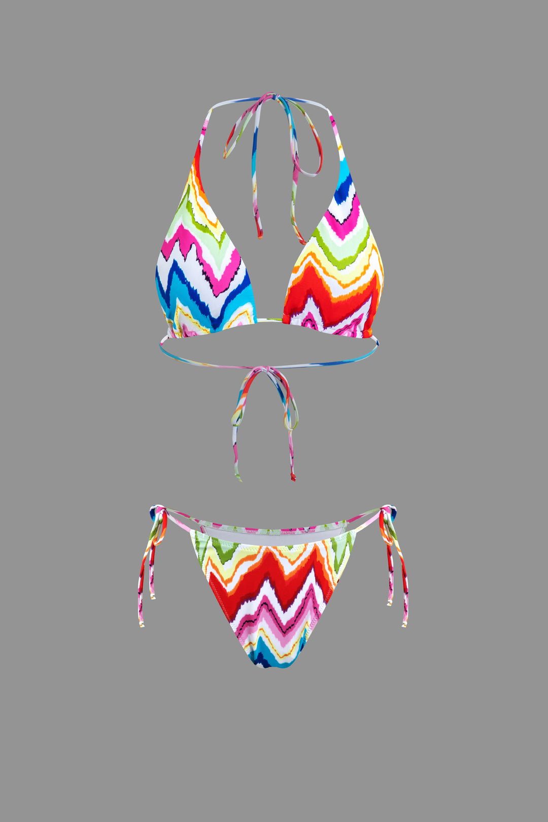 Rainbow Tie Halter Bikini Set