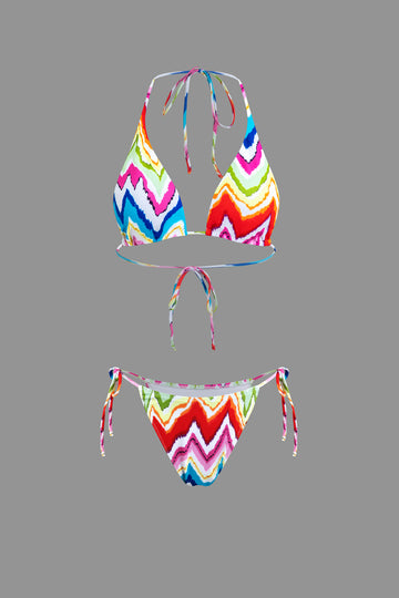 Rainbow Tie Halter Bikini Set