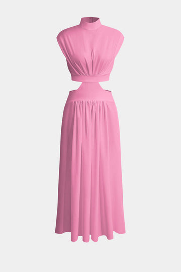 Robe maxi plissée coupée au cou