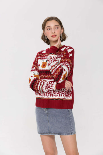 Aztec Fair Isle Reindeer Christmas Sweater