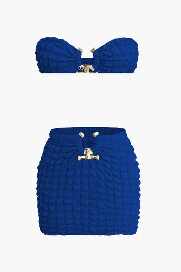 Popcorn Textured Tube Top And Mini Skirt Set