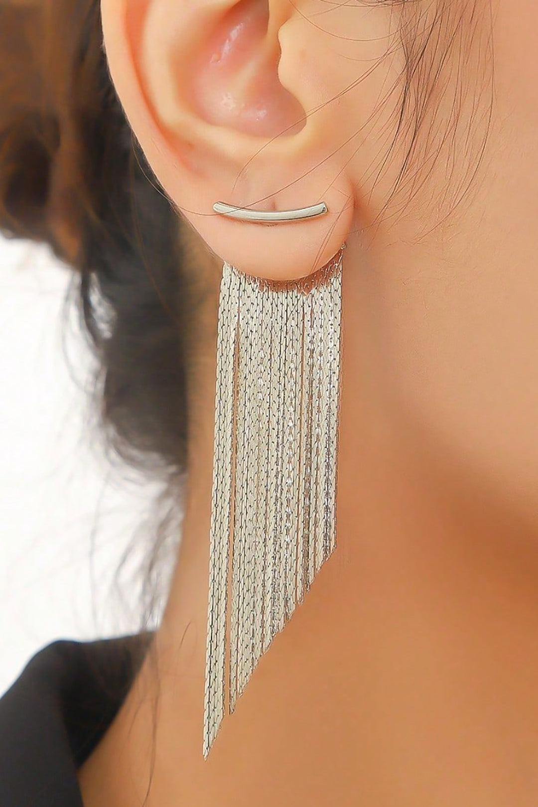 Asymmetrical Metal Fringe Earrings