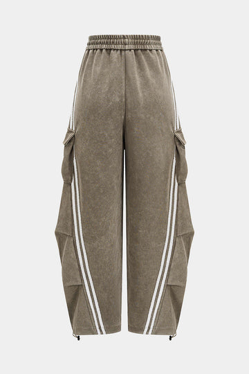 Stripes Letter Print Wide Leg Pants