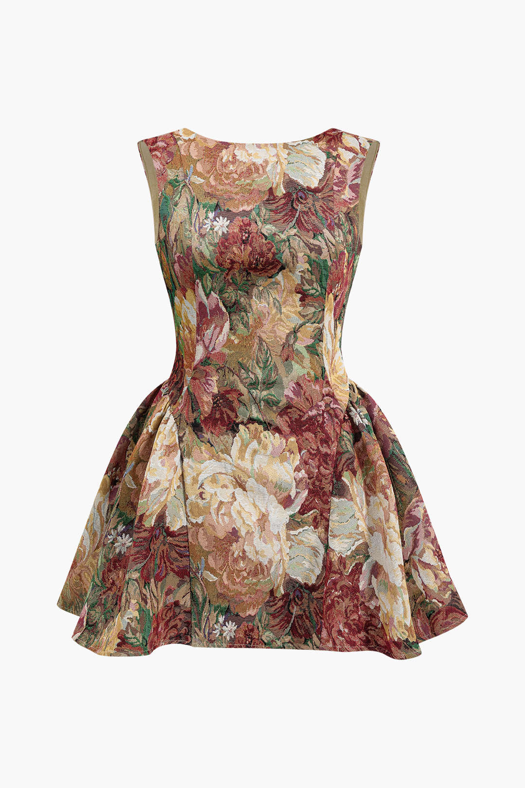 Jacquard Ruched Sleeveless Mini Dress