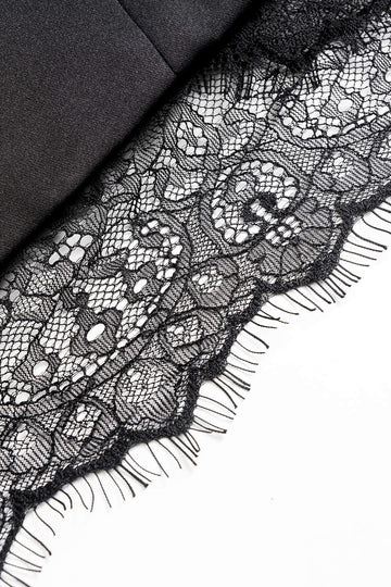 Satin Lace Patchwork  Asymmetrical Hem Sleeveless Mini Dress