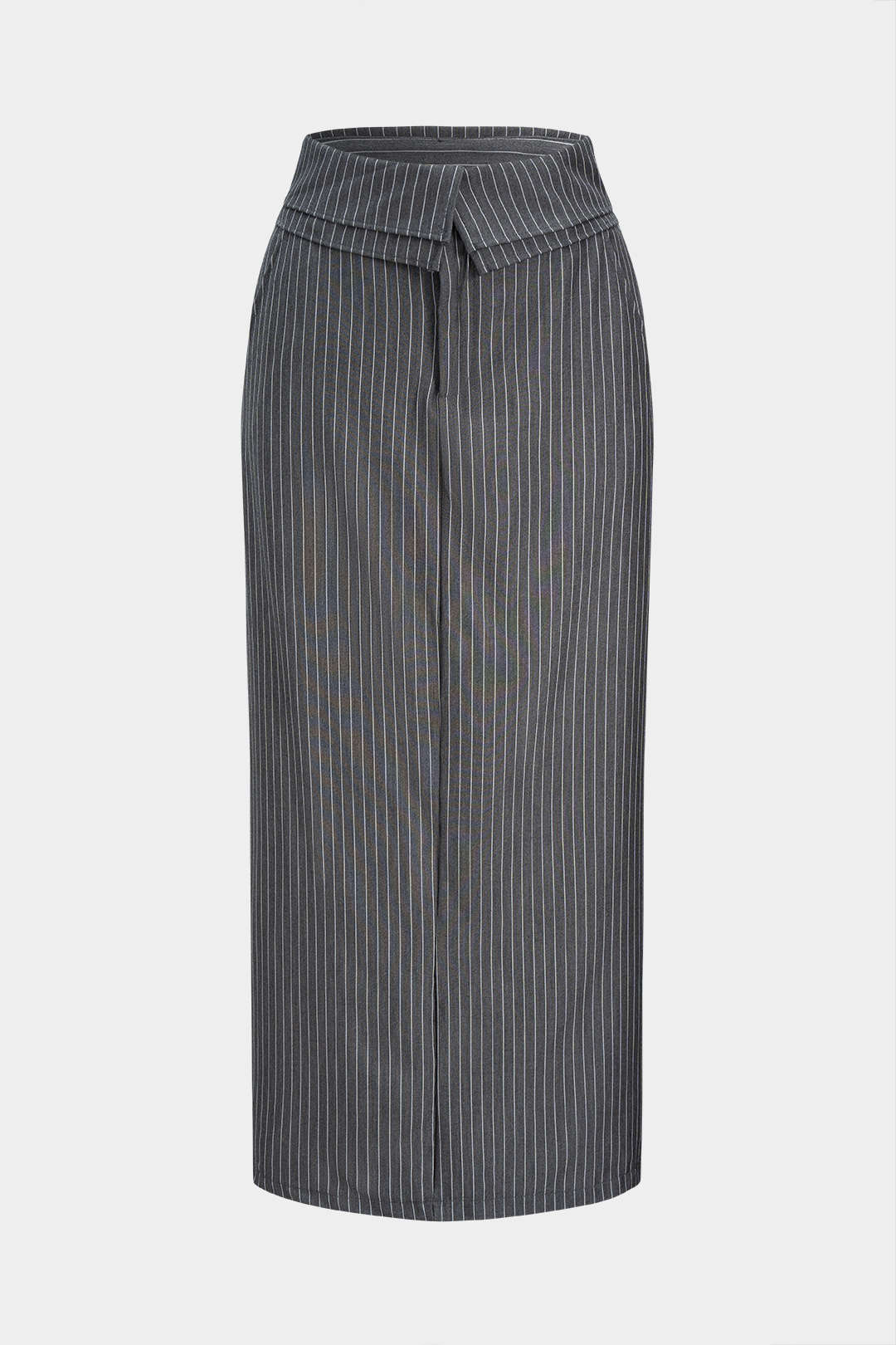 Stripes Print Split Skirt