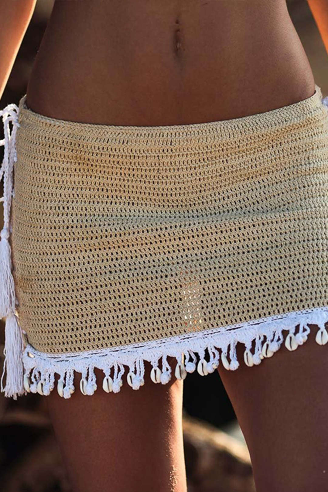Crochet Shell Tassel Knit Skirt