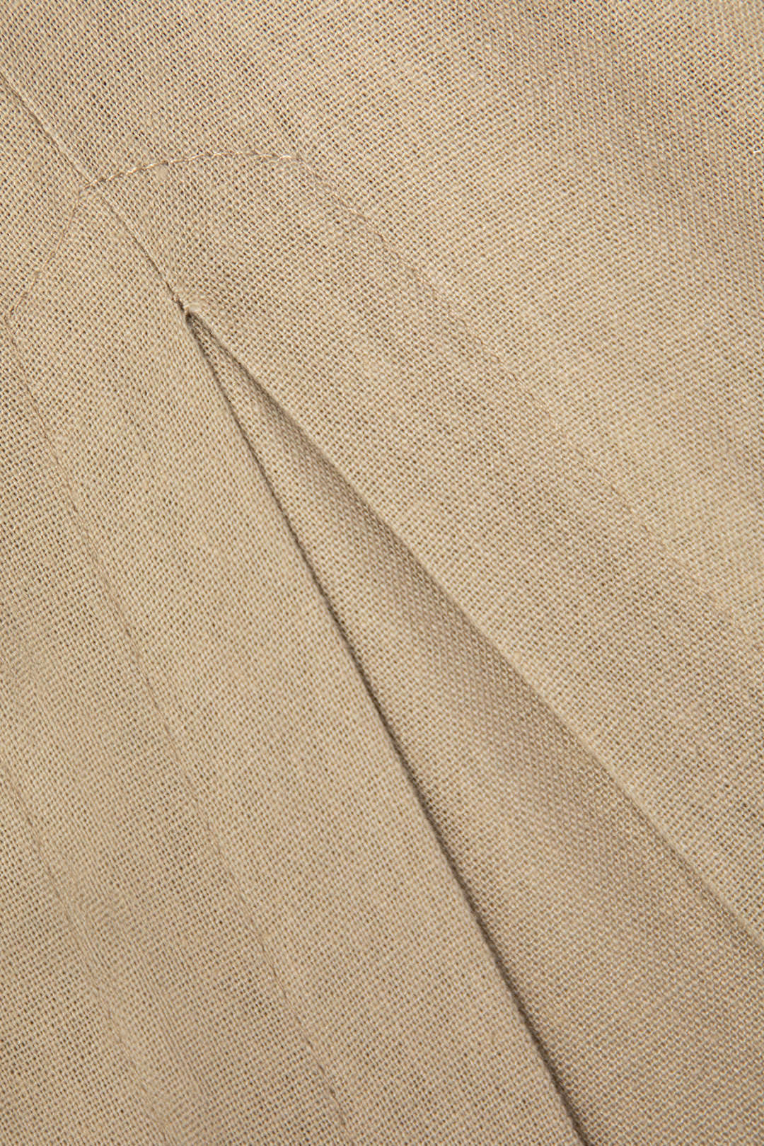 Linen-Blend Patch Pocket Slit Midi Dress