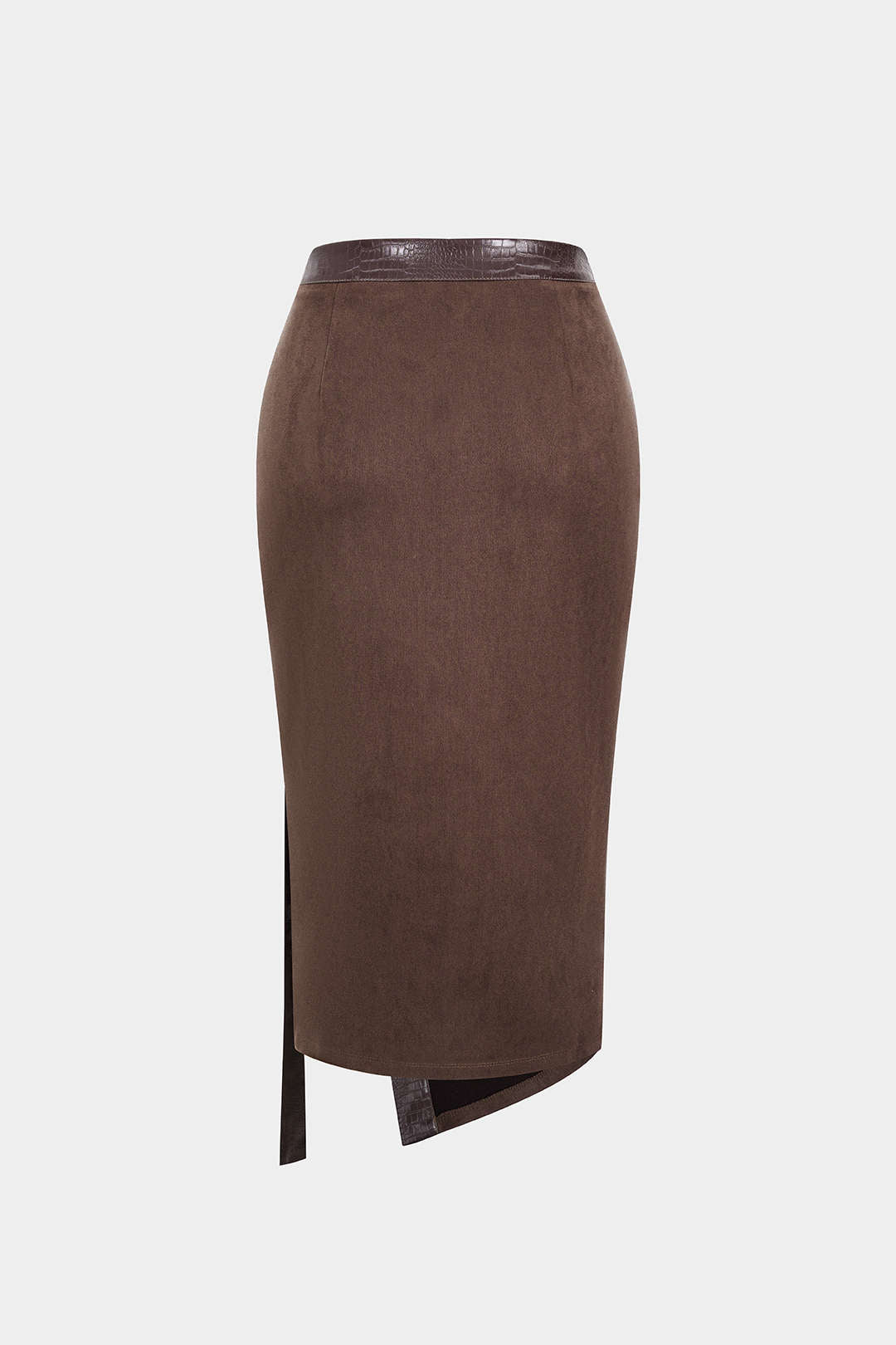 Faux Leather Patchwork Asymmetrical Skirt